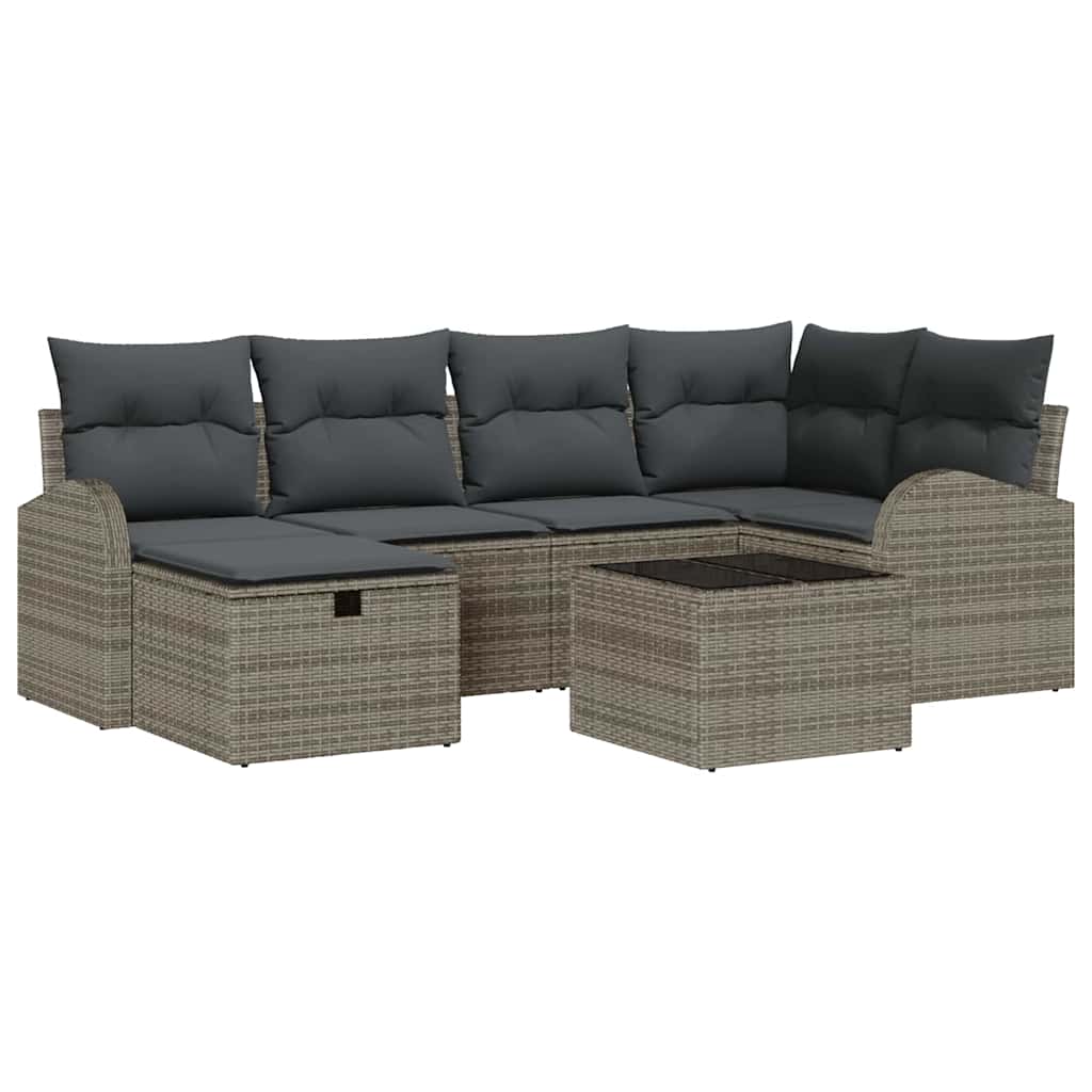 Bankstel met kussen met opslag Grijs poly rattan is nu te koop bij PeponiXL, paradijselijk wonen!