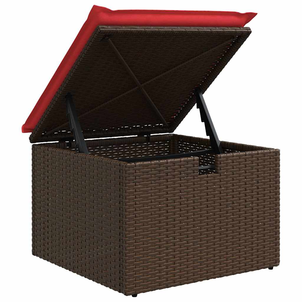 Bankstel met kussen met opslag Bruin en Rood poly rattan is nu te koop bij PeponiXL, paradijselijk wonen!
