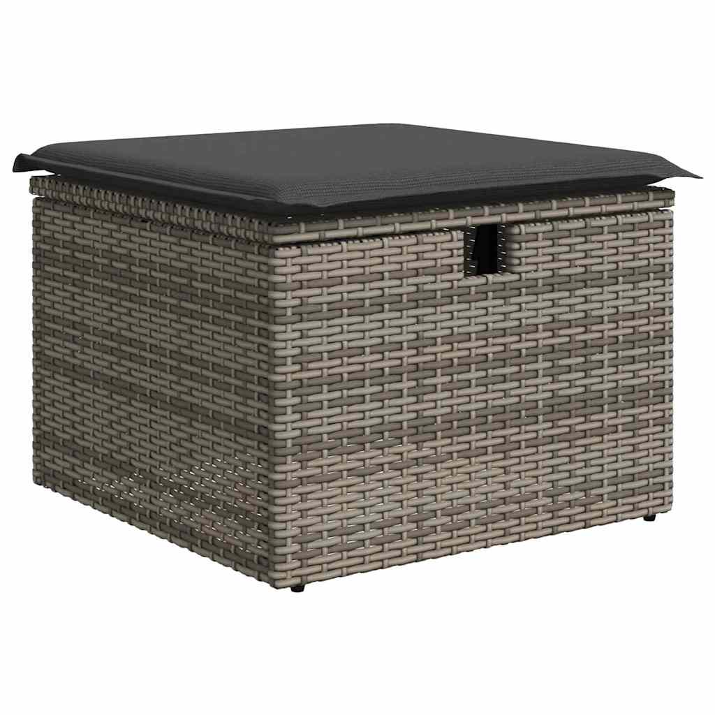 Bankstel met kussen met opslag 7 pcs Grijs poly rattan is nu te koop bij PeponiXL, paradijselijk wonen!