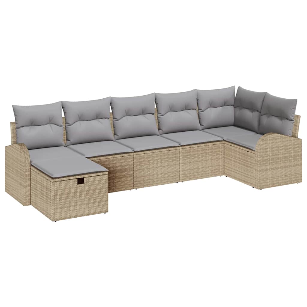 Bankstel met kussen met opslag Beige en Licht Grijs poly rattan is nu te koop bij PeponiXL, paradijselijk wonen!
