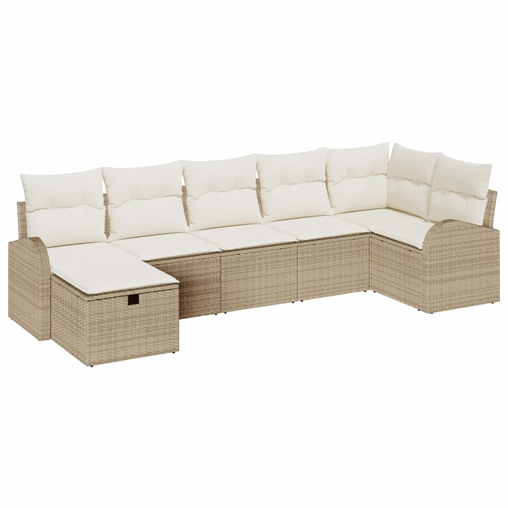Bankstel met kussen met opslag Beige en Crème poly rattan is nu te koop bij PeponiXL, paradijselijk wonen!