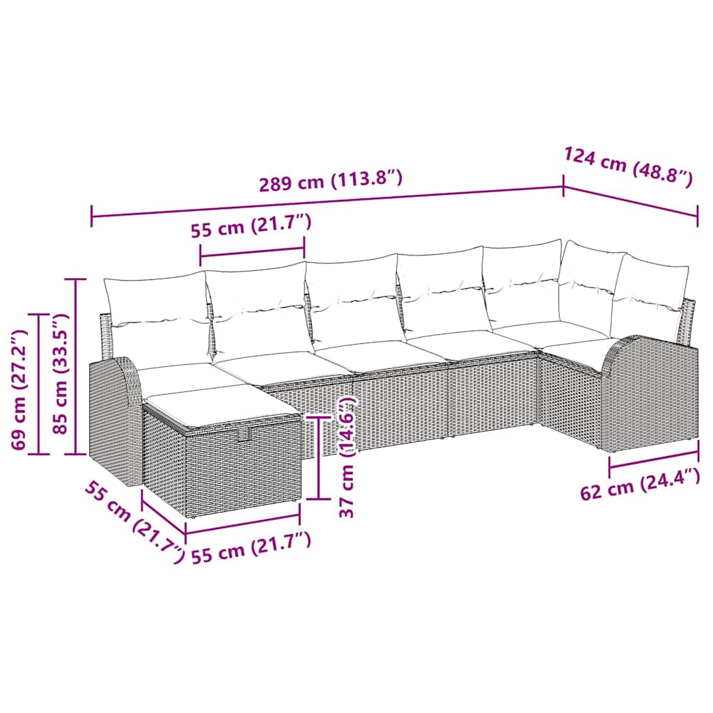 Bankstel met kussen met opslag Beige en Crème poly rattan is nu te koop bij PeponiXL, paradijselijk wonen!