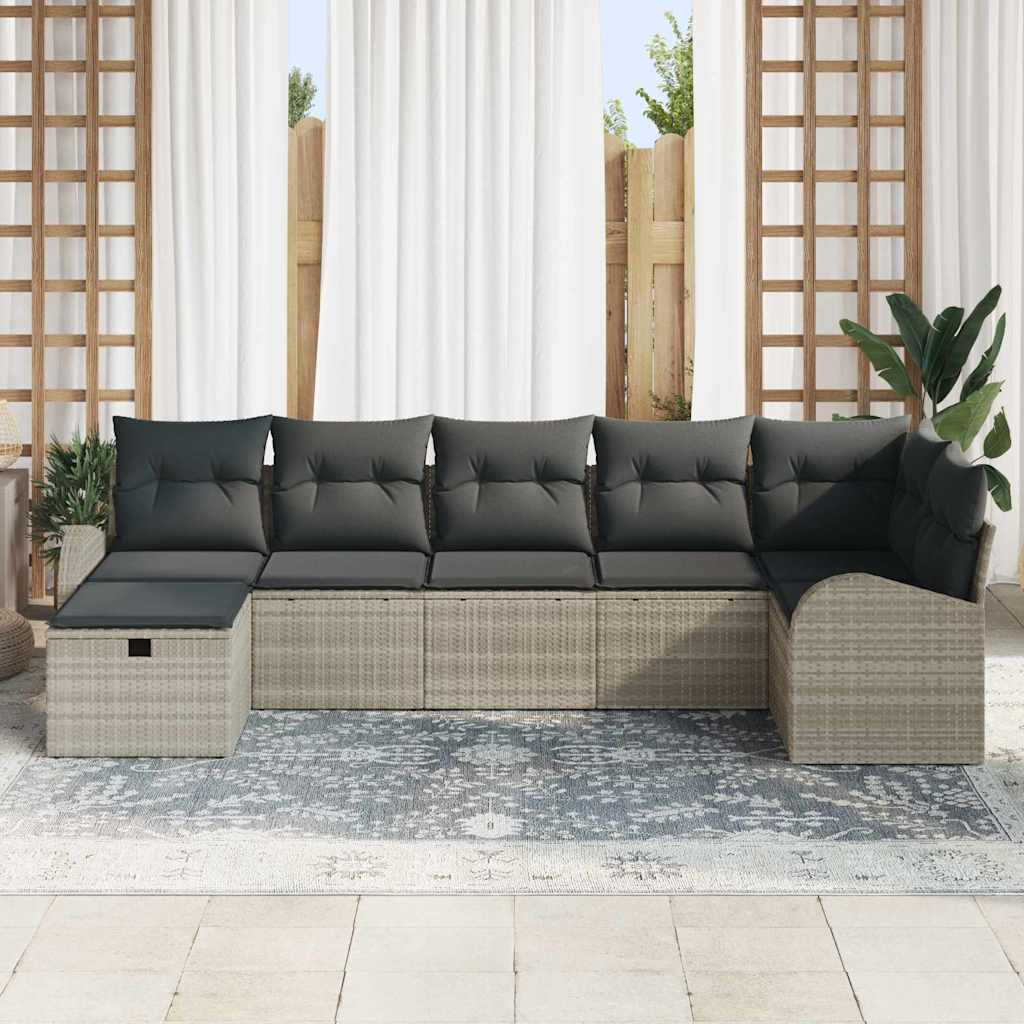 Bankstel met kussen met opslag Lichtgrijs poly rattan is nu te koop bij PeponiXL, paradijselijk wonen!