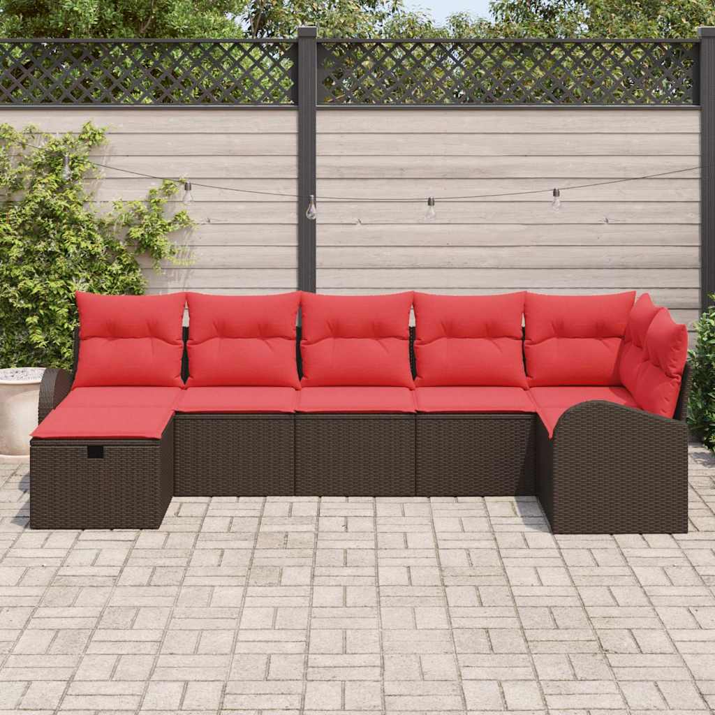 Bankstel met kussen met opslag Bruin en Rood poly rattan is nu te koop bij PeponiXL, paradijselijk wonen!