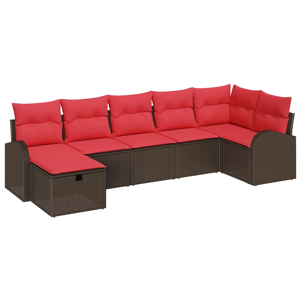 Bankstel met kussen met opslag Bruin en Rood poly rattan is nu te koop bij PeponiXL, paradijselijk wonen!