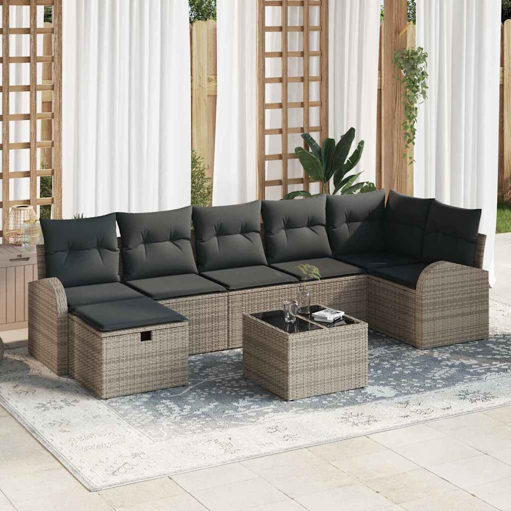 Bankstel met kussen met opslag Grijs poly rattan is nu te koop bij PeponiXL, paradijselijk wonen!