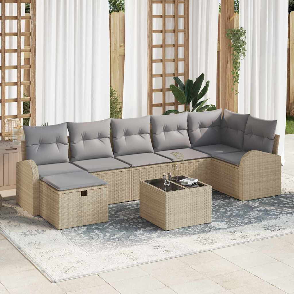 Bankstel met kussen met opslag Beige en Licht Grijs poly rattan is nu te koop bij PeponiXL, paradijselijk wonen!
