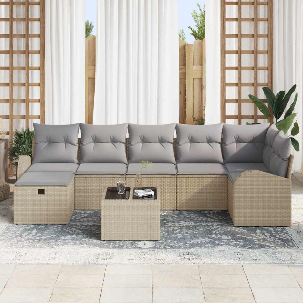 Bankstel met kussen met opslag Beige en Licht Grijs poly rattan is nu te koop bij PeponiXL, paradijselijk wonen!