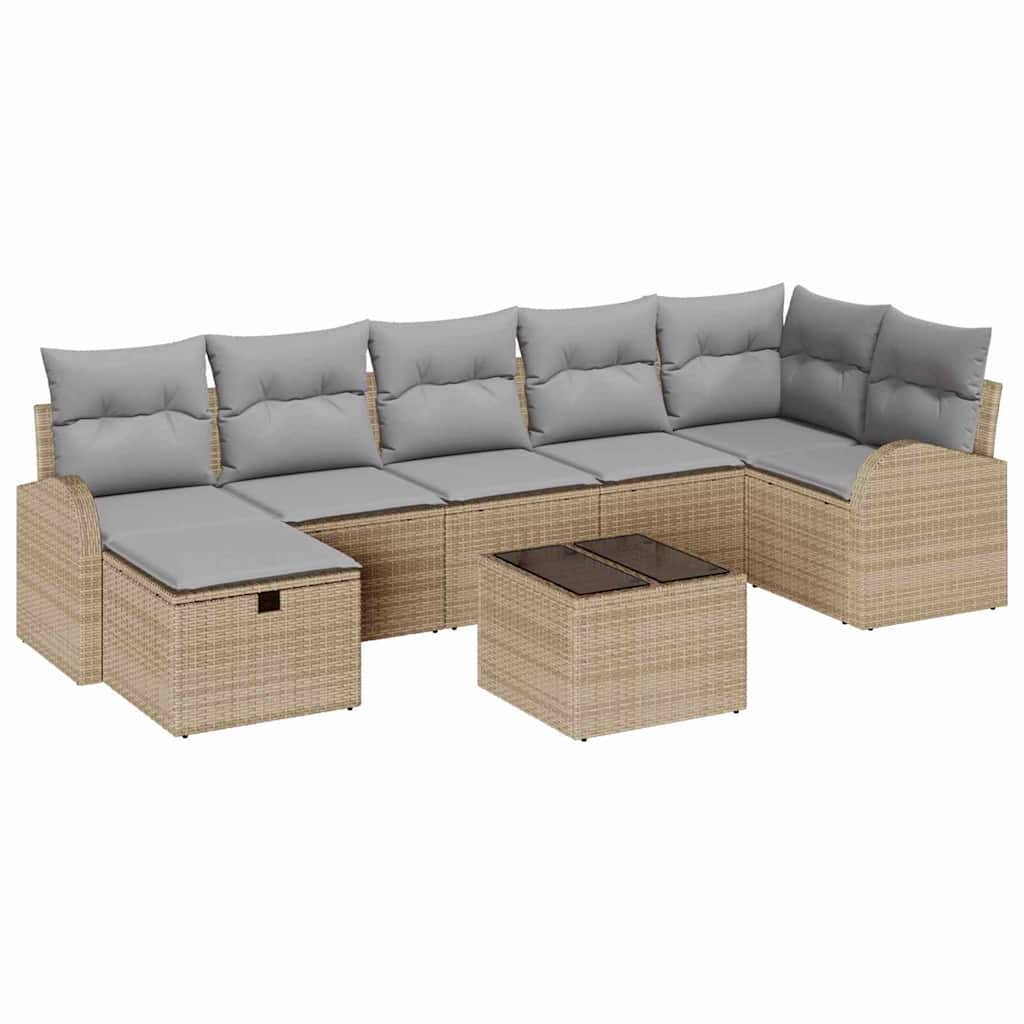 Bankstel met kussen met opslag Beige en Licht Grijs poly rattan is nu te koop bij PeponiXL, paradijselijk wonen!