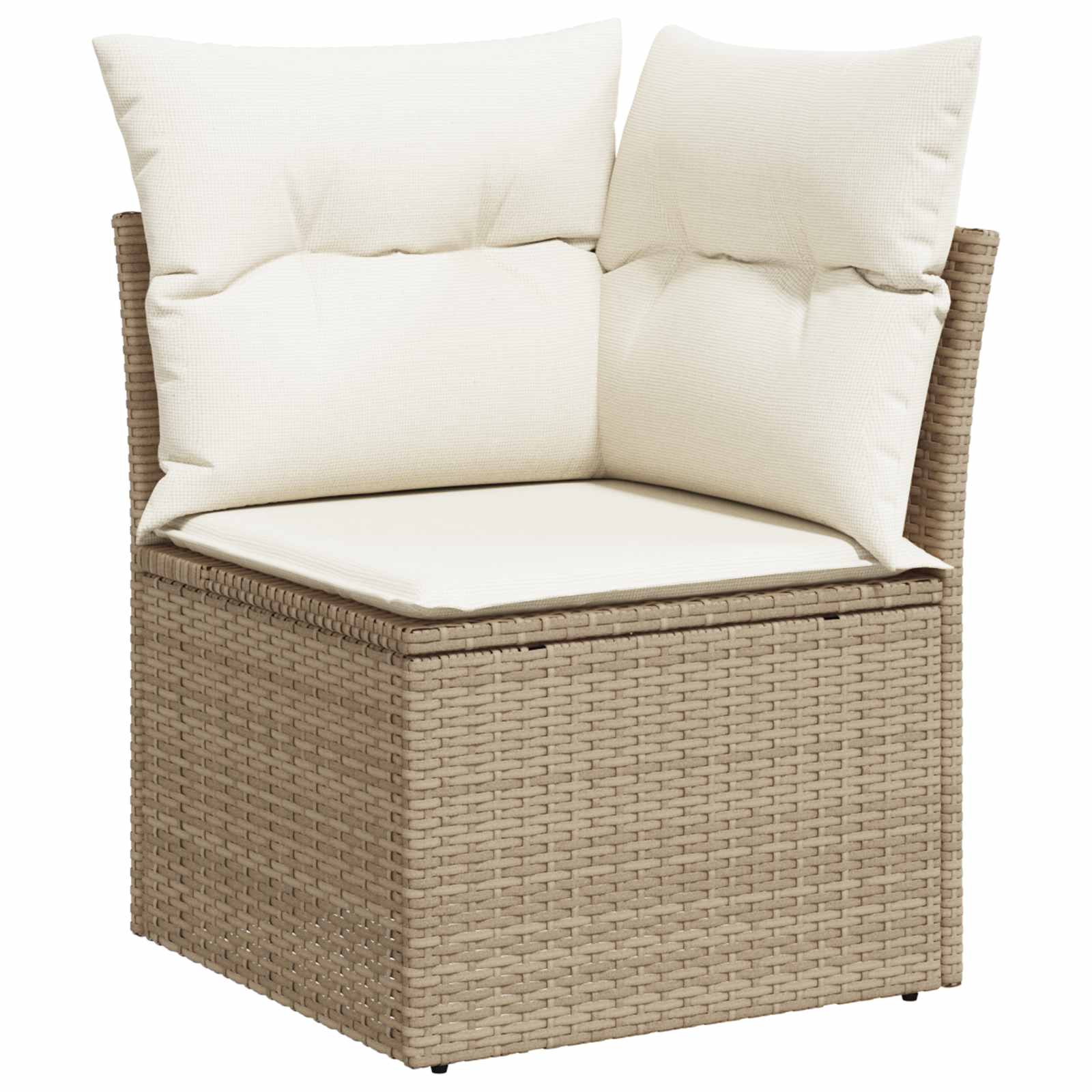Bankstel met kussen met opslag Beige en Crème poly rattan is nu te koop bij PeponiXL, paradijselijk wonen!