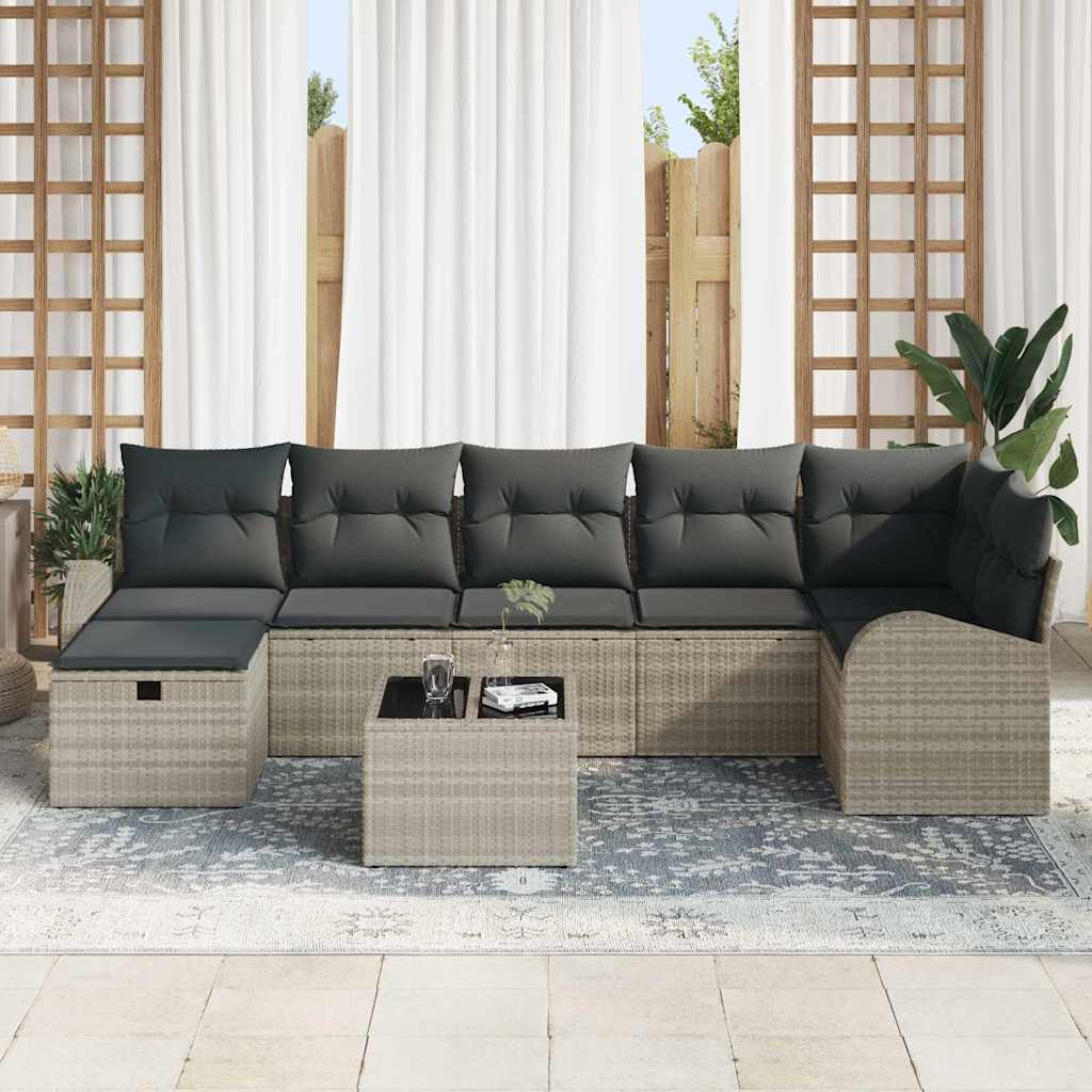 Bankstel met kussen met opslag Lichtgrijs poly rattan is nu te koop bij PeponiXL, paradijselijk wonen!
