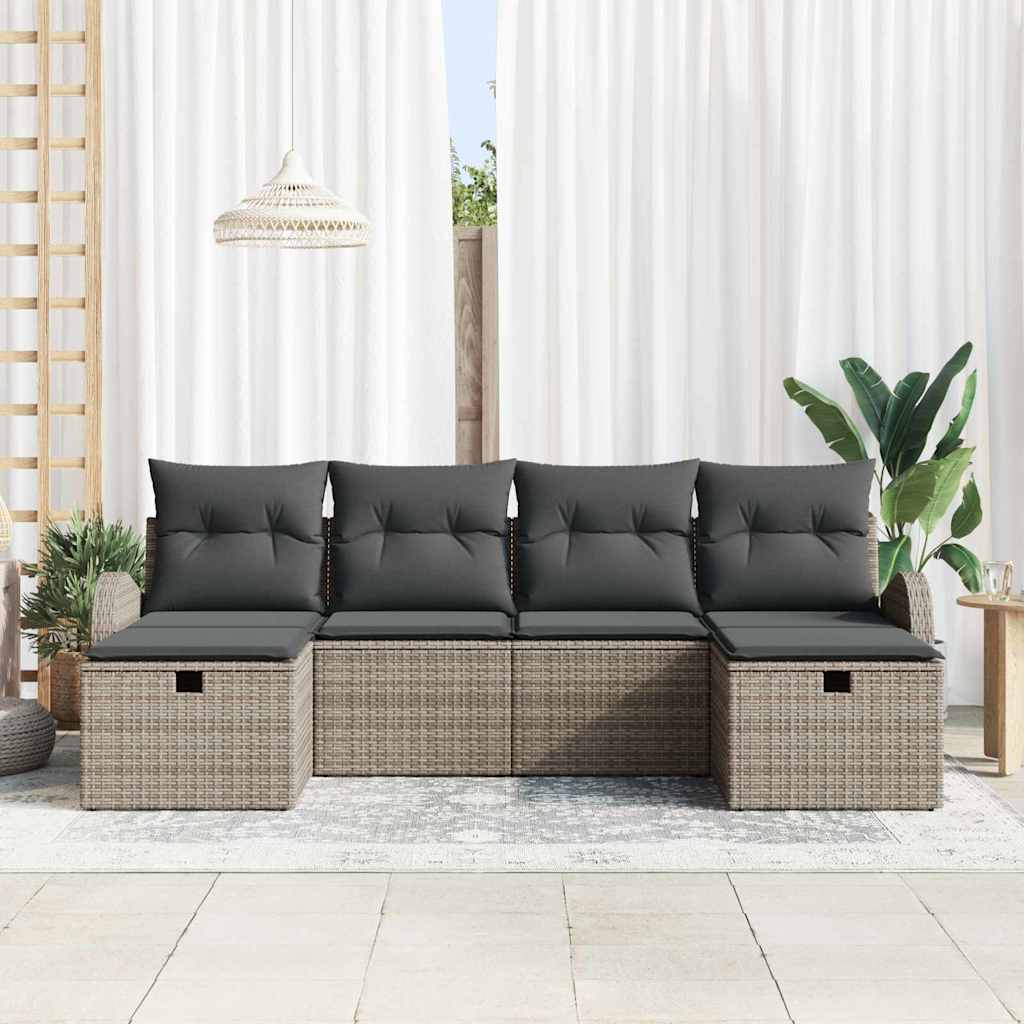 Bankstel met kussen met opslag 6 pcs Grijs poly rattan is nu te koop bij PeponiXL, paradijselijk wonen!