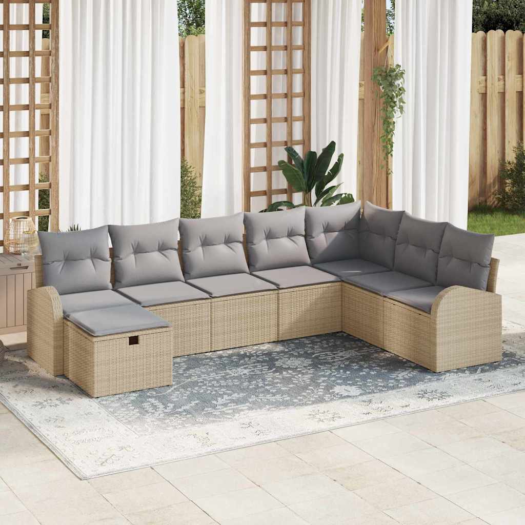 Bankstel met kussen met opslag beige en lichtgrijs poly rattan is nu te koop bij PeponiXL, paradijselijk wonen!