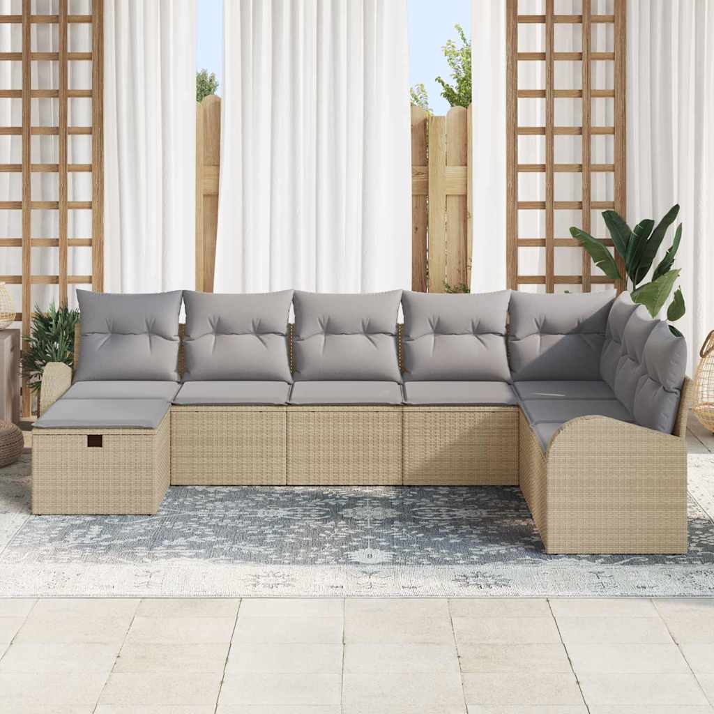 Bankstel met kussen met opslag beige en lichtgrijs poly rattan is nu te koop bij PeponiXL, paradijselijk wonen!