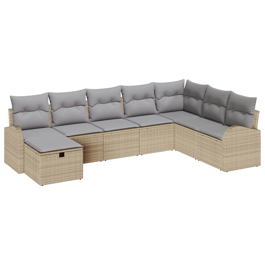 Bankstel met kussen met opslag beige en lichtgrijs poly rattan is nu te koop bij PeponiXL, paradijselijk wonen!