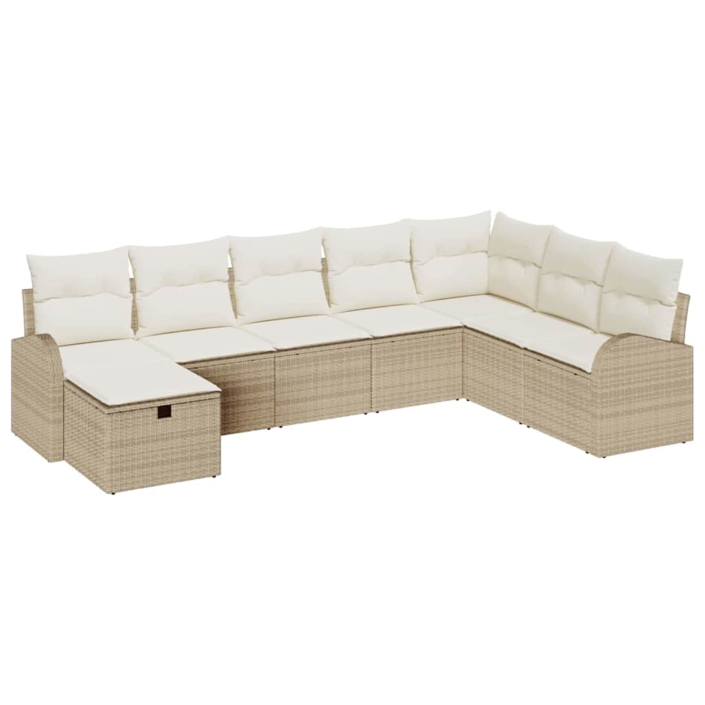 Bankstel met kussen beige en crèmekleurig poly rattan is nu te koop bij PeponiXL, paradijselijk wonen!