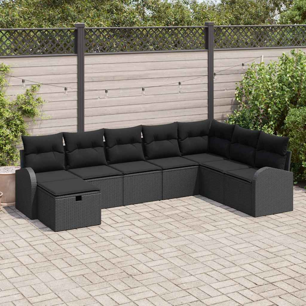 Bankstel met kussen met opslag Zwart poly rattan is nu te koop bij PeponiXL, paradijselijk wonen!