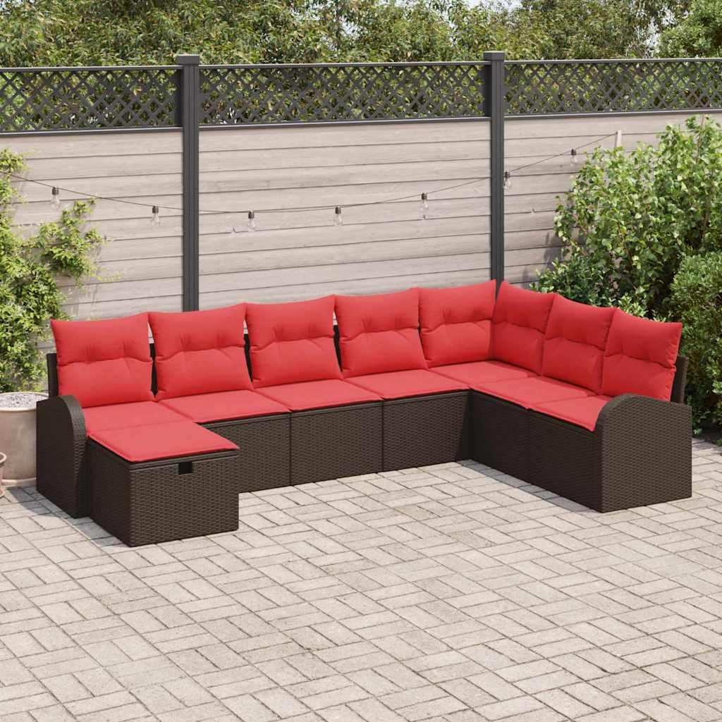 Bankstel met kussen met opslag Bruin en Rood poly rattan is nu te koop bij PeponiXL, paradijselijk wonen!