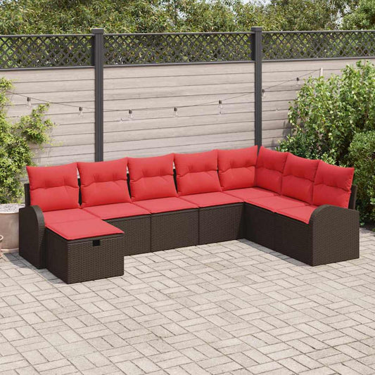 Bankstel met kussen met opslag Bruin en Rood poly rattan is nu te koop bij PeponiXL, paradijselijk wonen!