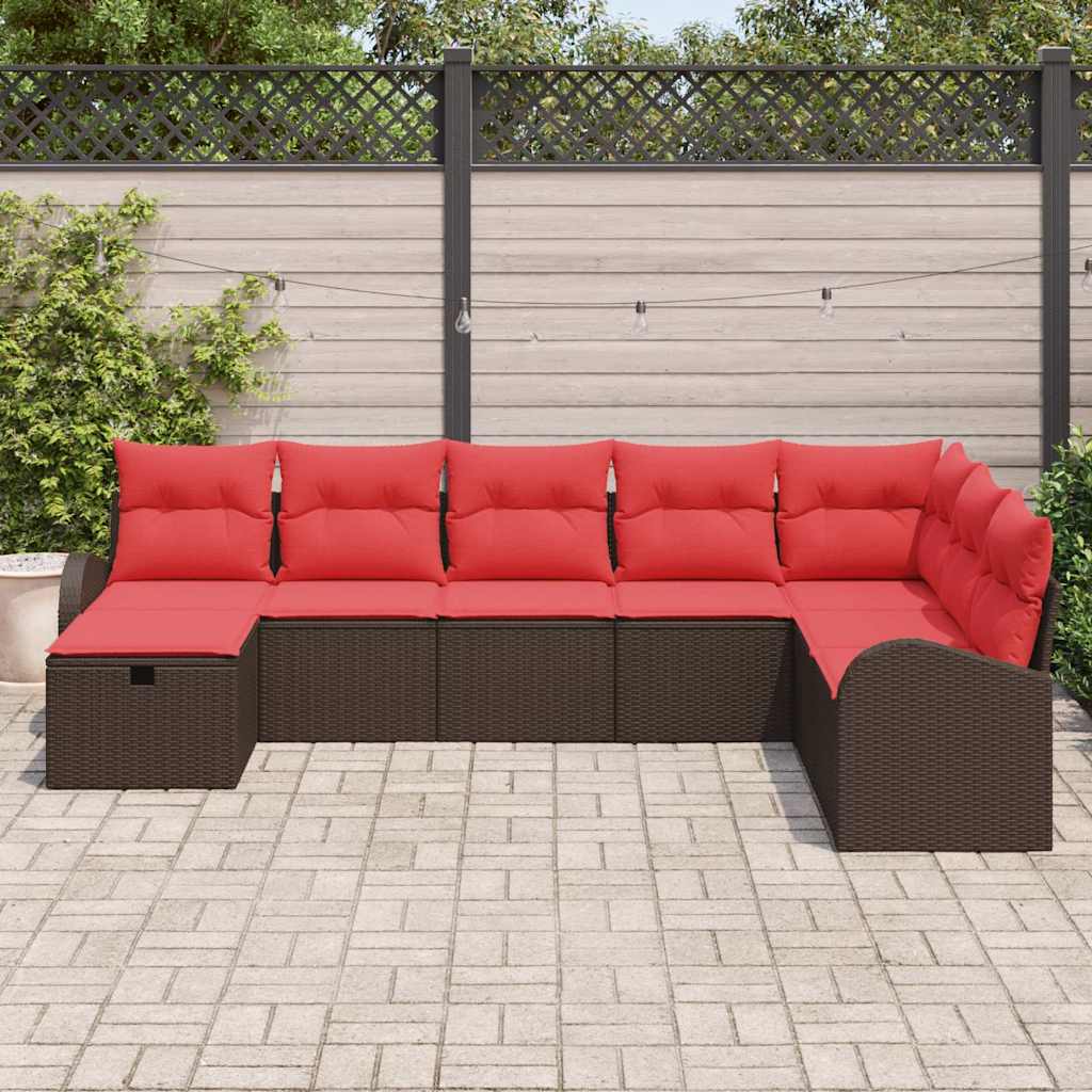 Bankstel met kussen met opslag Bruin en Rood poly rattan is nu te koop bij PeponiXL, paradijselijk wonen!
