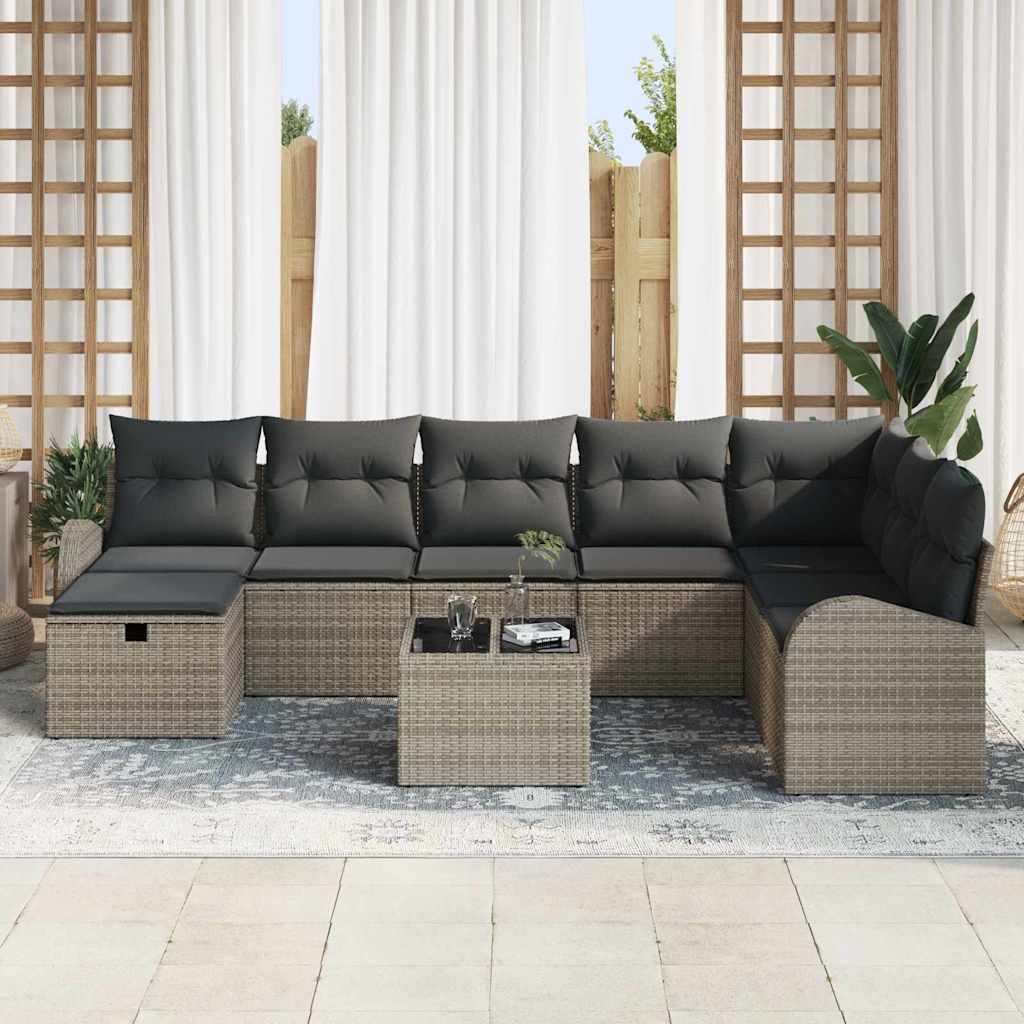 Bankstel met kussen met opslag Grijs poly rattan is nu te koop bij PeponiXL, paradijselijk wonen!
