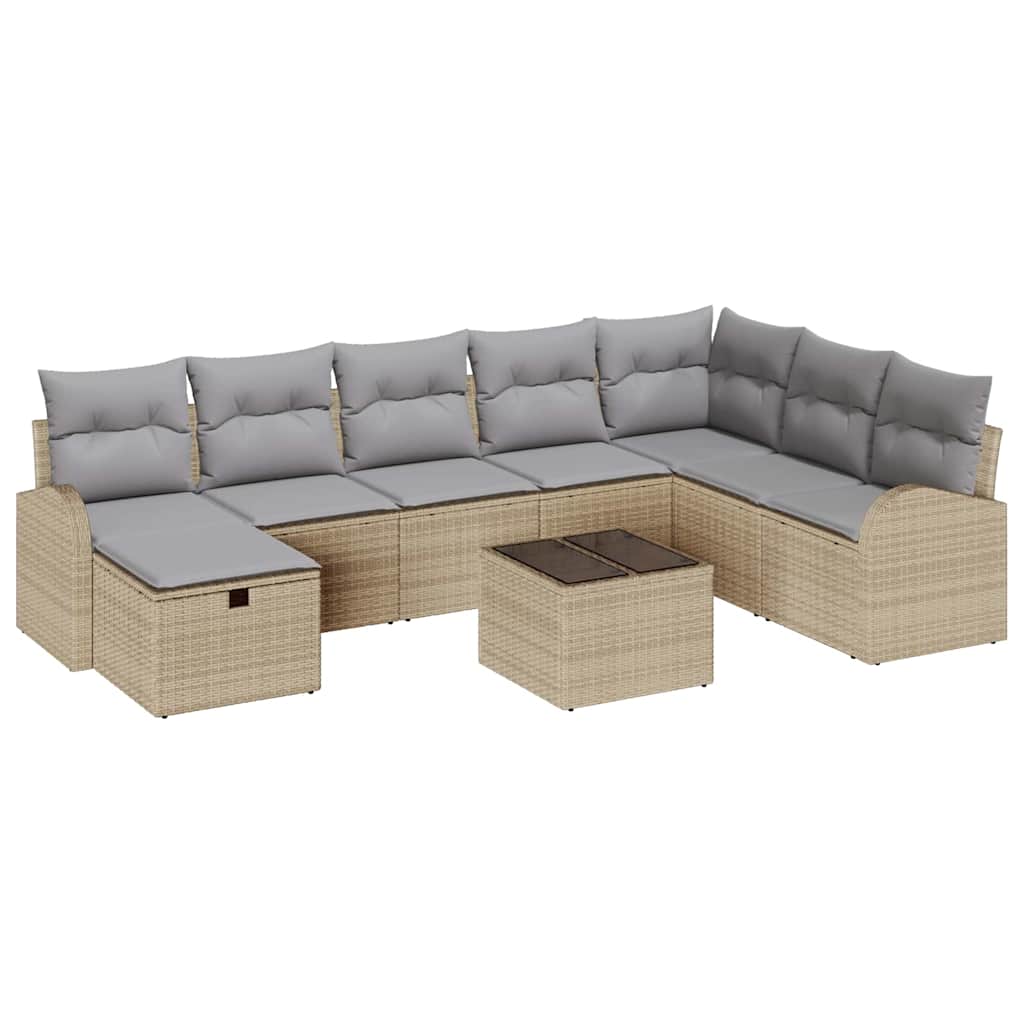 Bankstel met kussen met opslag beige en lichtgrijs poly rattan is nu te koop bij PeponiXL, paradijselijk wonen!
