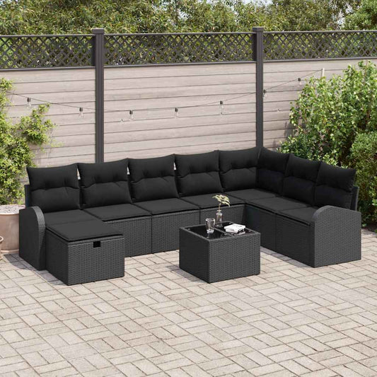 Bankstel met kussen met opslag Zwart poly rattan is nu te koop bij PeponiXL, paradijselijk wonen!