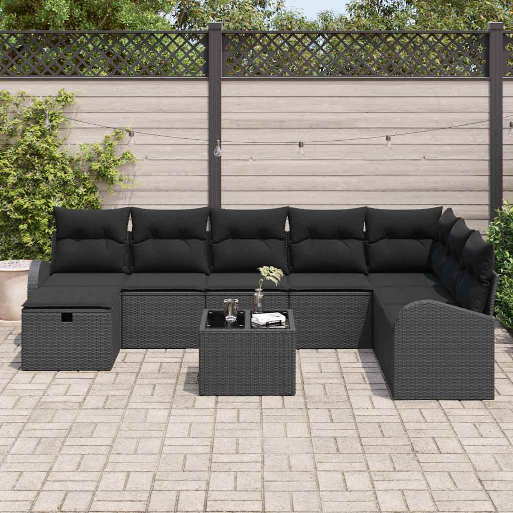 Bankstel met kussen met opslag Zwart poly rattan is nu te koop bij PeponiXL, paradijselijk wonen!