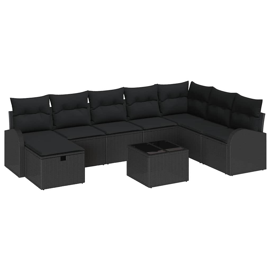 Bankstel met kussen met opslag Zwart poly rattan is nu te koop bij PeponiXL, paradijselijk wonen!