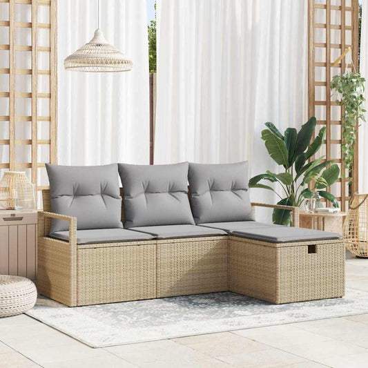 Bankstel 4 st 4-Aantal zitplaatsen Beige en Licht Grijs is nu te koop bij PeponiXL, paradijselijk wonen!