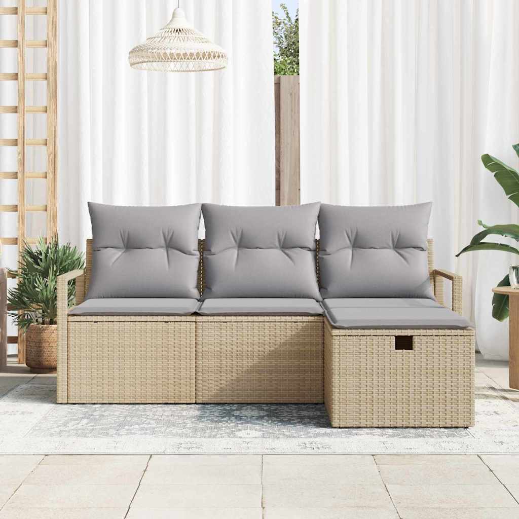 Bankstel 4 st 4-Aantal zitplaatsen Beige en Licht Grijs