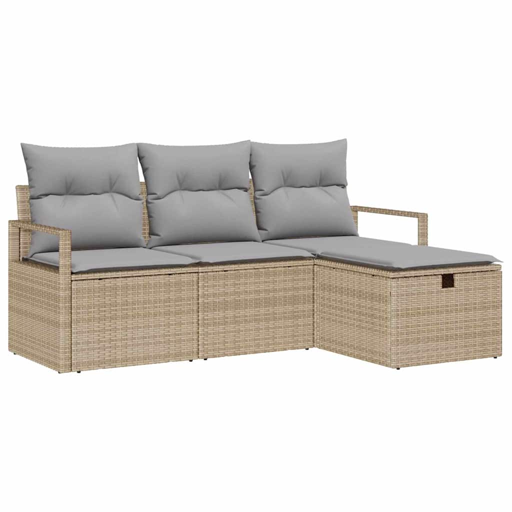 Bankstel 4 st 4-Aantal zitplaatsen Beige en Licht Grijs