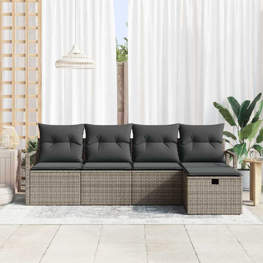 Bankstel met kussen met opslag Grijs poly rattan is nu te koop bij PeponiXL, paradijselijk wonen!