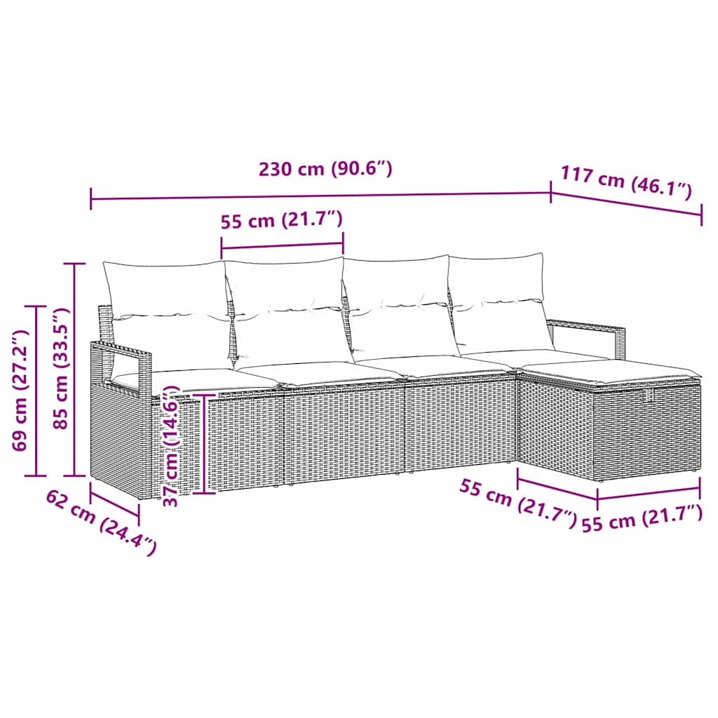 Bankstel met kussen met opslag Grijs poly rattan is nu te koop bij PeponiXL, paradijselijk wonen!