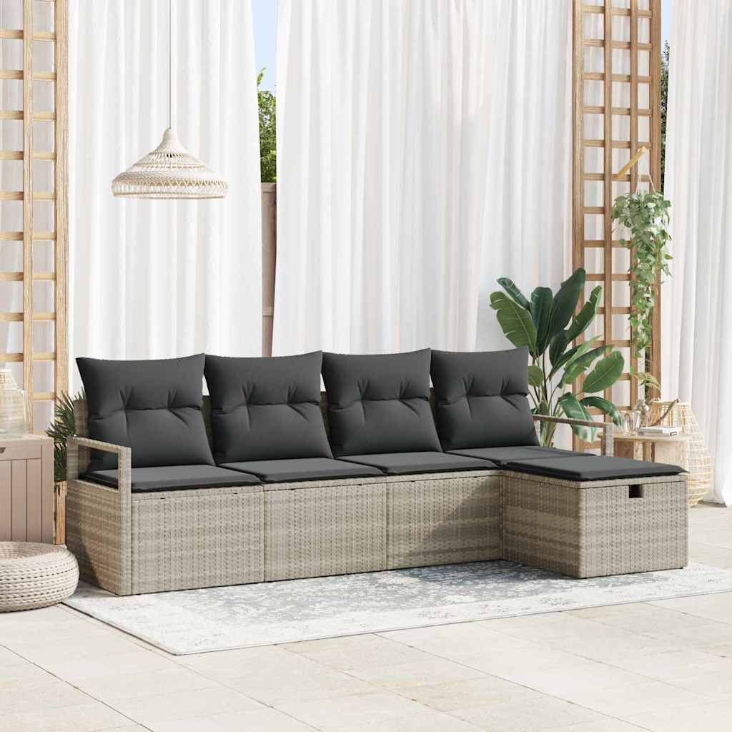 Bankstel met kussen met opslag Lichtgrijs poly rattan is nu te koop bij PeponiXL, paradijselijk wonen!