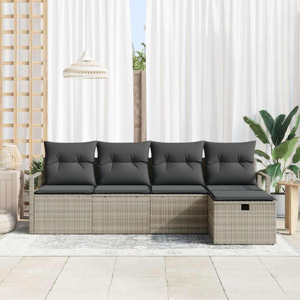 Bankstel met kussen met opslag Lichtgrijs poly rattan is nu te koop bij PeponiXL, paradijselijk wonen!