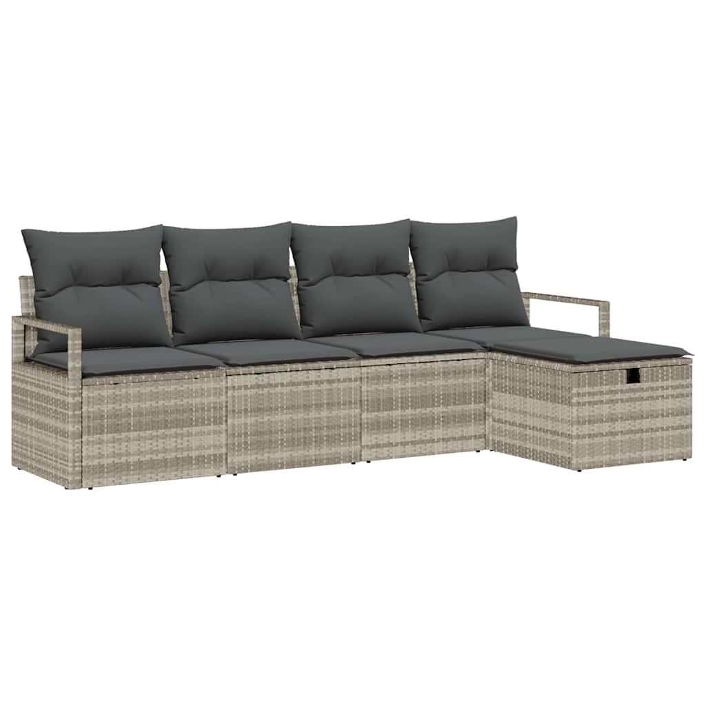 Bankstel met kussen met opslag Lichtgrijs poly rattan is nu te koop bij PeponiXL, paradijselijk wonen!