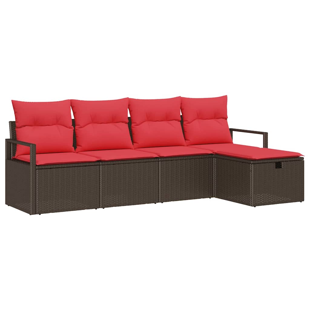 Bankstel met kussen met opslag Bruin en Rood poly rattan is nu te koop bij PeponiXL, paradijselijk wonen!
