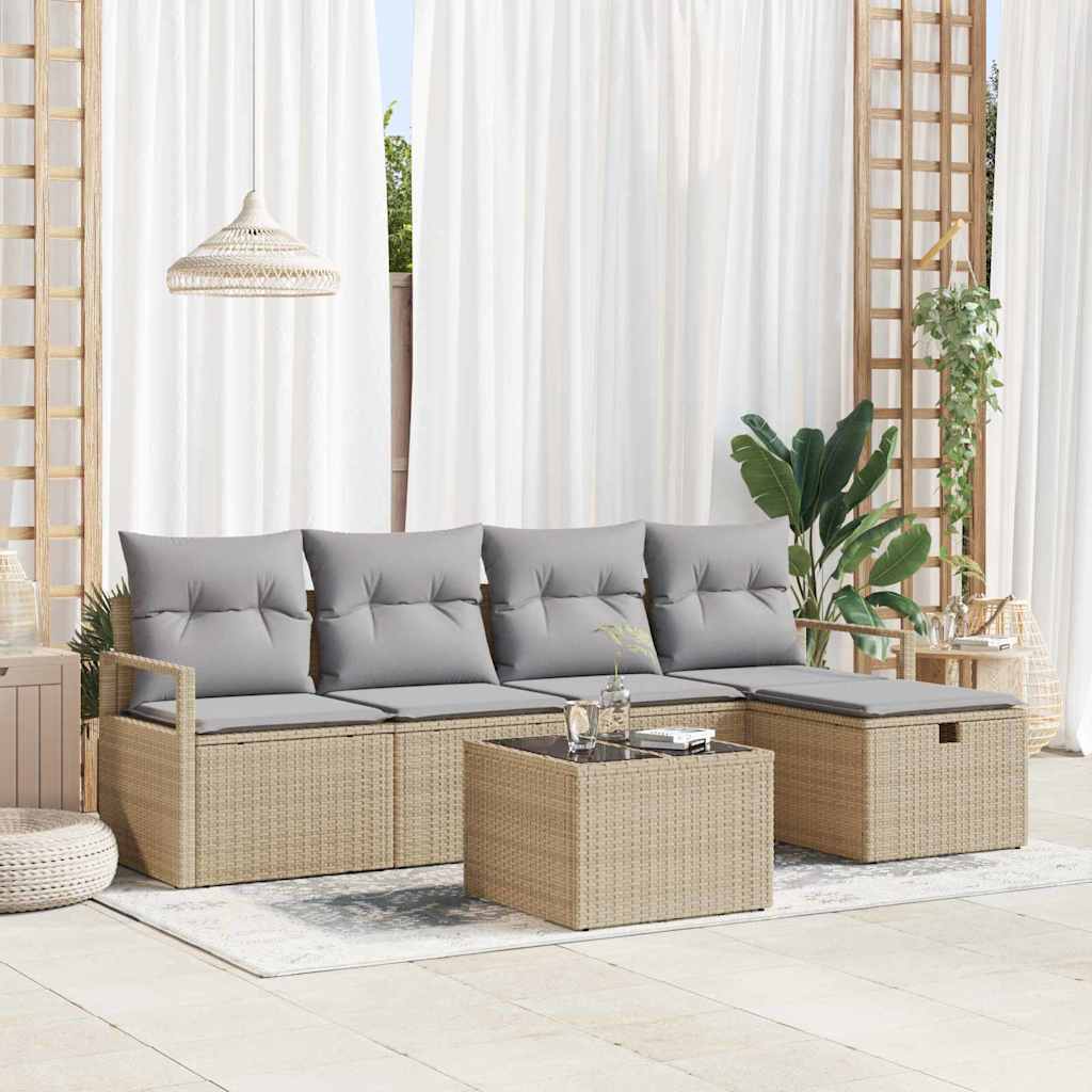 Bankstel met kussen met opslag Beige en Licht Grijs poly rattan is nu te koop bij PeponiXL, paradijselijk wonen!