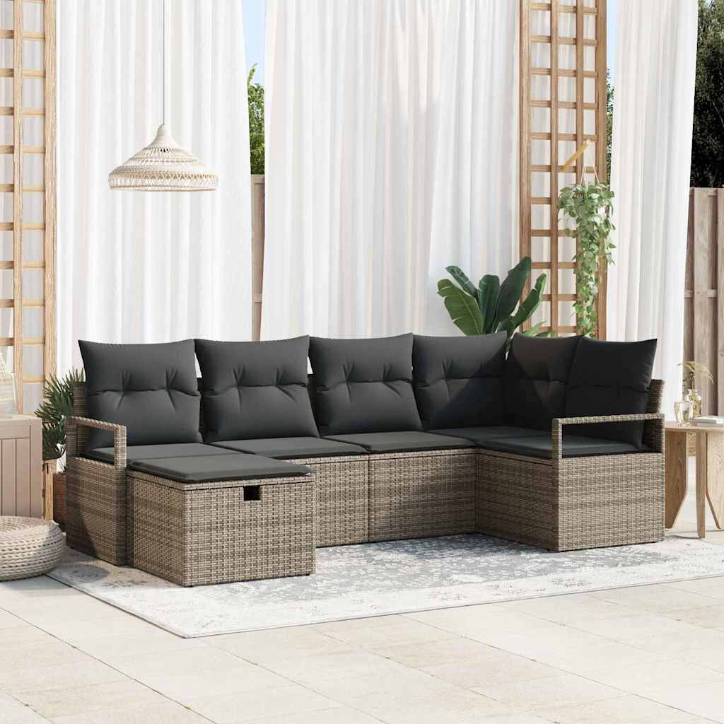 Bankstel met kussen met opslag Grijs poly rattan is nu te koop bij PeponiXL, paradijselijk wonen!