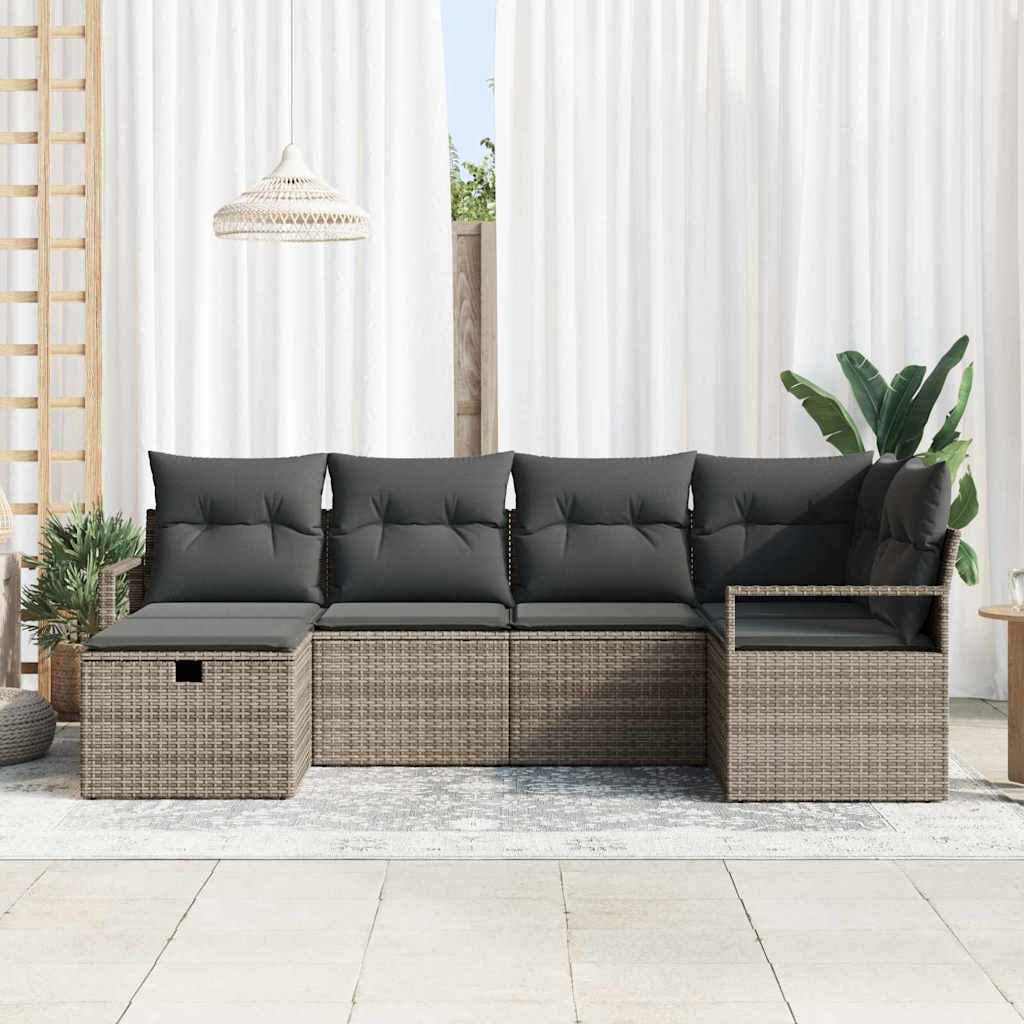 Bankstel met kussen met opslag Grijs poly rattan is nu te koop bij PeponiXL, paradijselijk wonen!