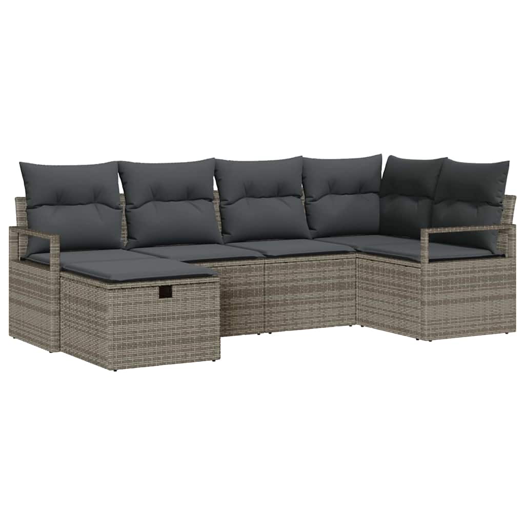 Bankstel met kussen met opslag Grijs poly rattan is nu te koop bij PeponiXL, paradijselijk wonen!