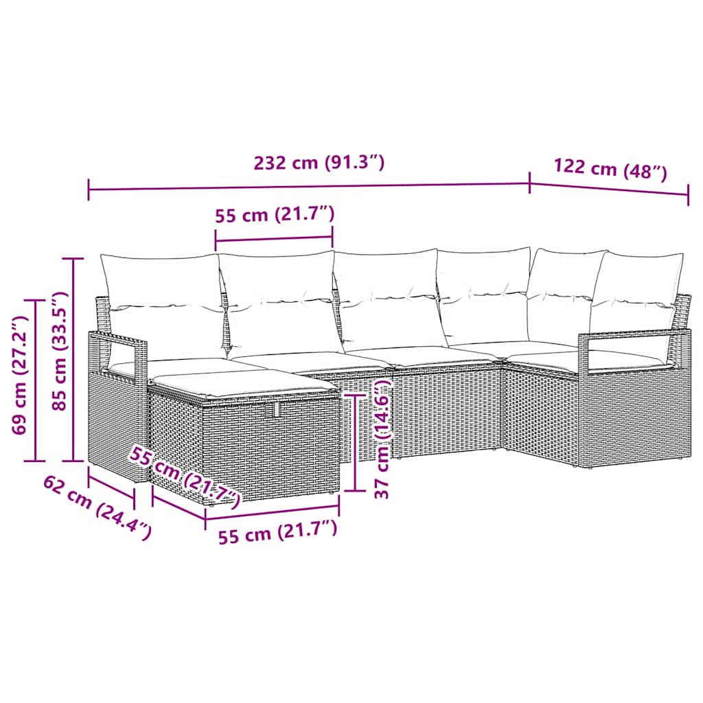 Bankstel met kussen met opslag Grijs poly rattan is nu te koop bij PeponiXL, paradijselijk wonen!