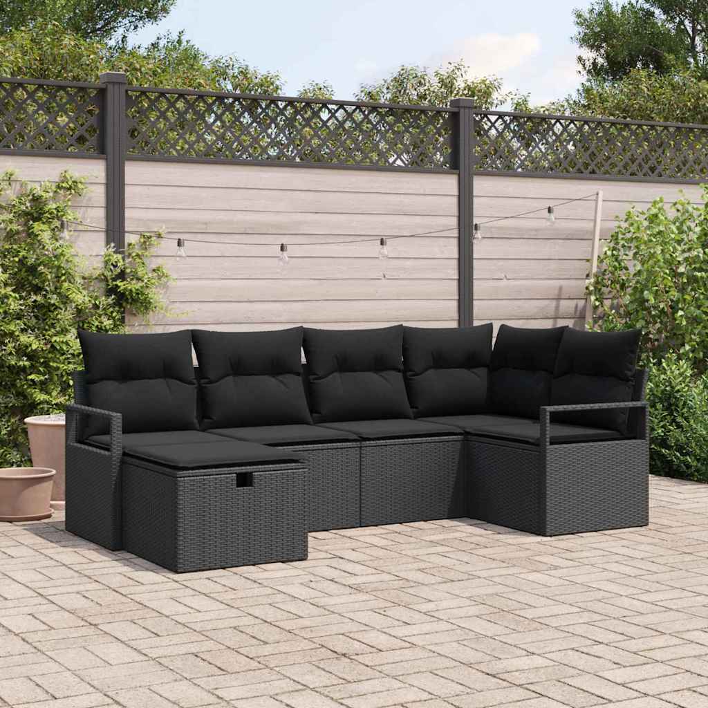 Bankstel met kussen met opslag Zwart poly rattan is nu te koop bij PeponiXL, paradijselijk wonen!