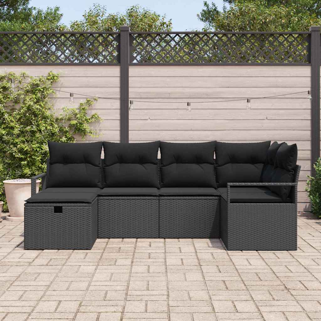 Bankstel met kussen met opslag Zwart poly rattan is nu te koop bij PeponiXL, paradijselijk wonen!