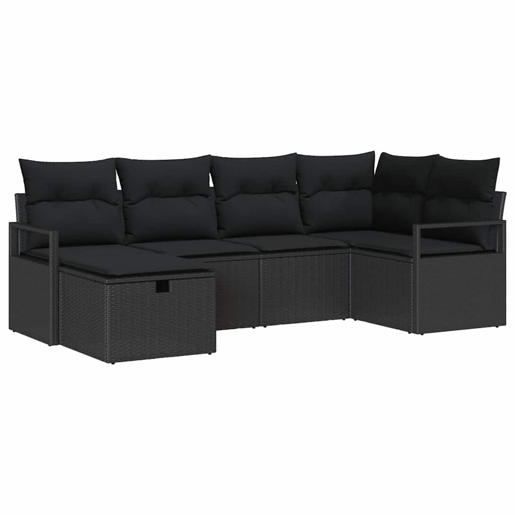 Bankstel met kussen met opslag Zwart poly rattan is nu te koop bij PeponiXL, paradijselijk wonen!