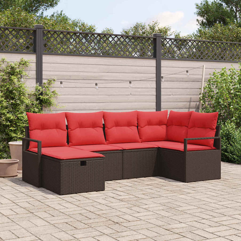 Bankstel met kussen met opslag Bruin en Rood poly rattan is nu te koop bij PeponiXL, paradijselijk wonen!