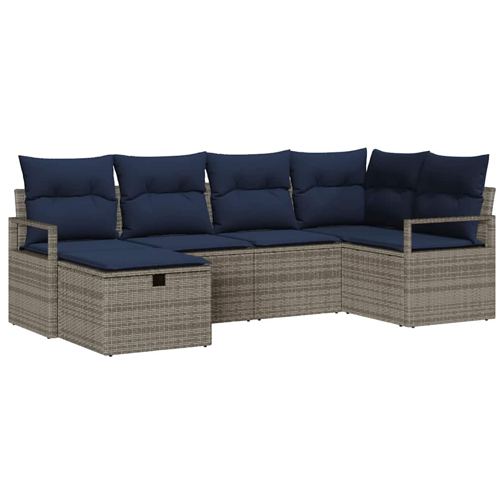 Bankstel met kussen met opslag Grijs en Marineblauw poly rattan is nu te koop bij PeponiXL, paradijselijk wonen!