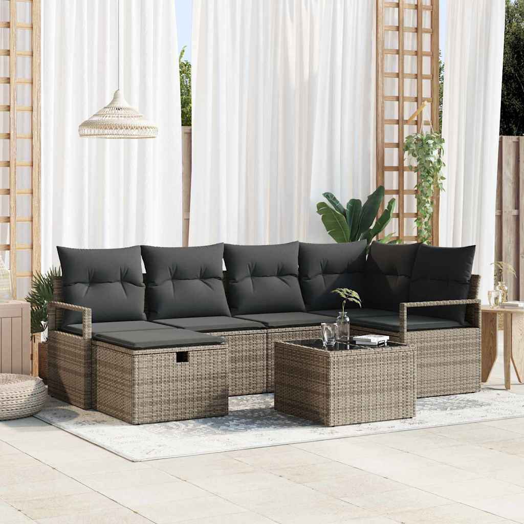 Bankstel met kussen met opslag Grijs poly rattan is nu te koop bij PeponiXL, paradijselijk wonen!