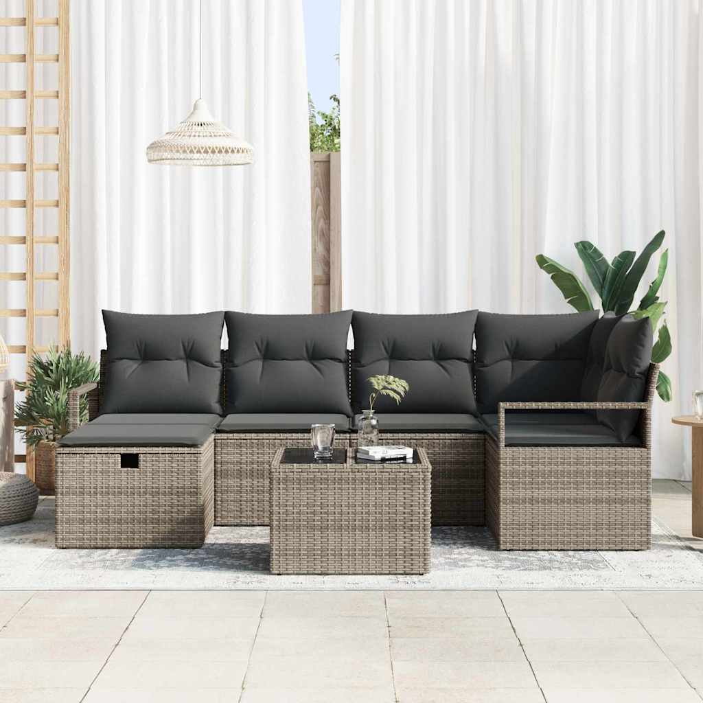 Bankstel met kussen met opslag Grijs poly rattan is nu te koop bij PeponiXL, paradijselijk wonen!